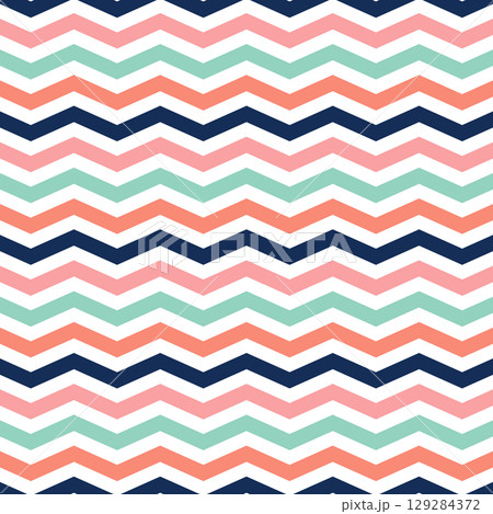 Seamless zigzag pattern with pastel and navy blue stripes for fabric and interior design Seamless zigzag pattern with pastel and navy blue stripes for fabric and interior design 129284372