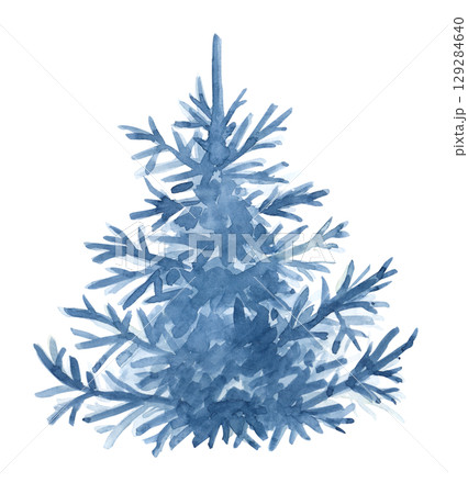 Christmas tree isolated on a white background. Drawing for the design of greeting cards, invitations, for New Year's decor 129284640