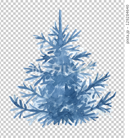 Christmas tree isolated on a white background. Drawing for the design of greeting cards, invitations, for New Year's decor 129284640