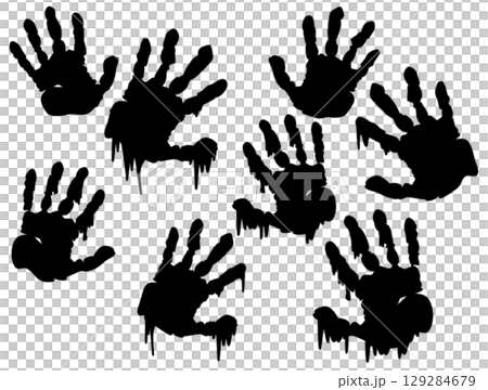 幽霊や悪霊の無数の血まみれな手が襲い掛かる恐怖の手形イラスト 幽霊や悪霊の無数の血まみれな手が襲い掛かる恐怖の手形イラスト 129284679