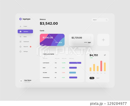 Wireframes screens. Dashboard UI and UX Kit design. Wireframes screens. Dashboard UI and UX Kit design. 129284977