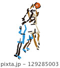 Rough sketch of basketball game, basketball players with ball, illustration 129285003
