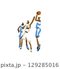 Rough sketch of basketball game, basketball players with ball, illustration 129285016