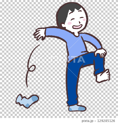 一名男子丟掉襪子的插圖 129285126
