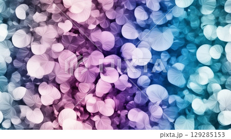 Abstract gradient pattern of overlapping circular shapes with textured lines in pink purple and blue hues 129285153
