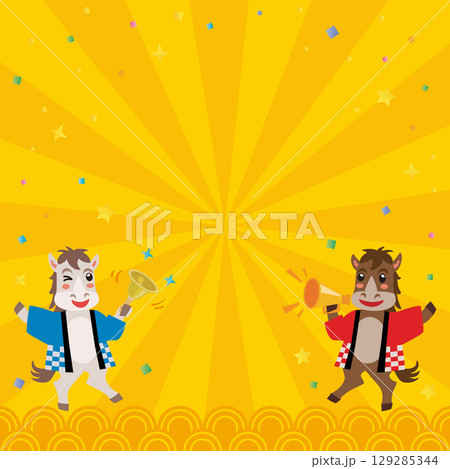 午年セールのかわいい馬のスタッフの背景 129285344