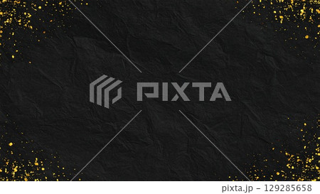 金箔の入った黒い和紙の背景素材 16:9サイズ AI生成素材 129285658