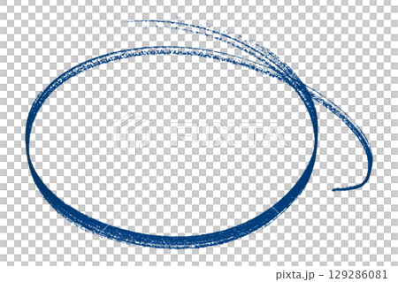 Blue pencil highlight circle mark isolated on transparent background 129286081