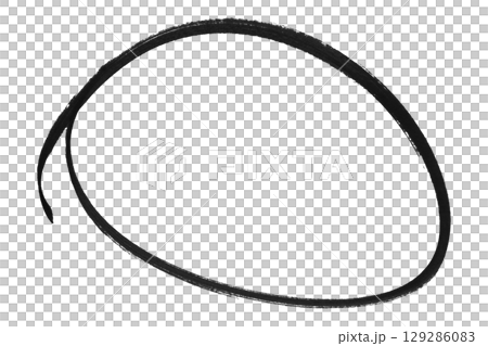 Black pencil highlight circle mark isolated on transparent background 129286083