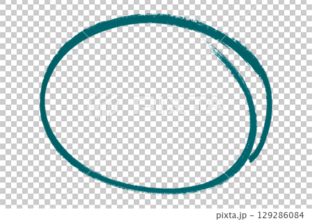 Green pencil highlight circle mark isolated on transparent background 129286084