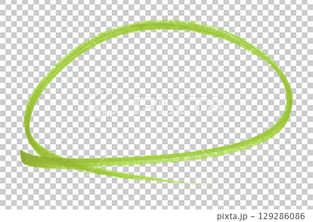 Green pencil highlight circle mark isolated on transparent background 129286086