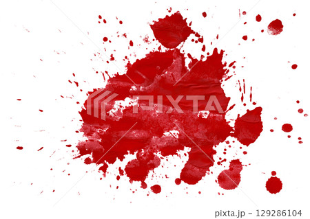Red splash watercolor brush isolated on transparent background 129286104
