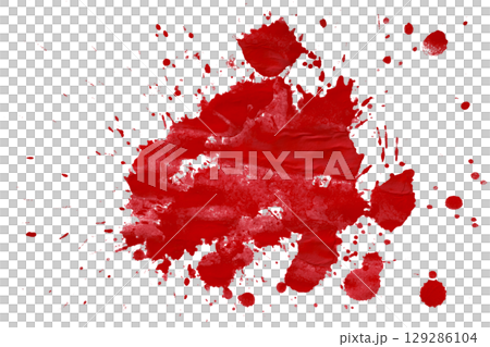 Red splash watercolor brush isolated on transparent background 129286104