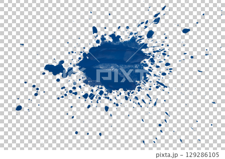 Blue splash watercolor brush isolated on transparent background 129286105