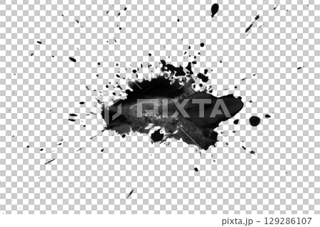 Black splash watercolor brush isolated on transparent background Black splash watercolor brush isolated on transparent background 129286107