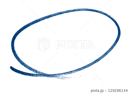 Blue pencil highlight circle mark isolated on transparent background 129286134