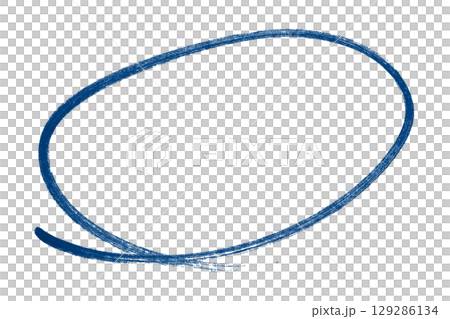 Blue pencil highlight circle mark isolated on transparent background 129286134