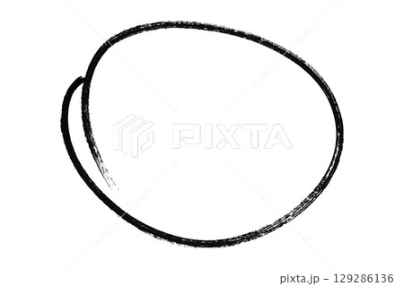 Black pencil highlight circle mark isolated on transparent background 129286136