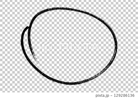 Black pencil highlight circle mark isolated on transparent background 129286136
