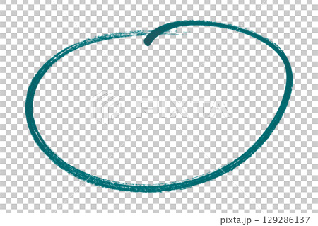 Green pencil highlight circle mark isolated on transparent background 129286137