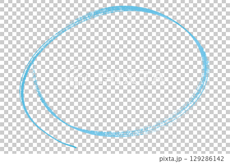Light blue pencil highlight circle mark isolated on transparent background 129286142