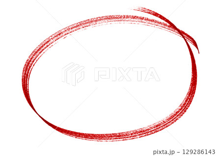 Red pencil highlight circle mark isolated on transparent background 129286143