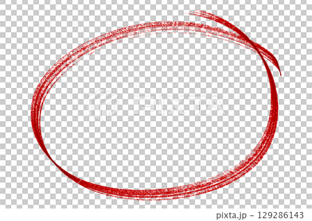 Red pencil highlight circle mark isolated on transparent background 129286143