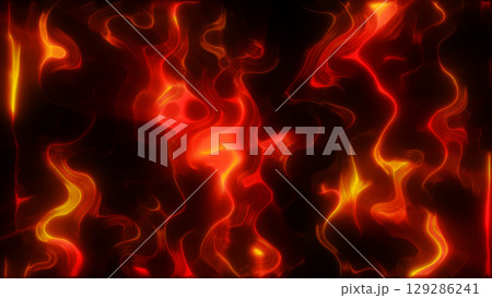 Fiery abstract design resembling molten lava, glowing with intense shades of red, orange, and gold 129286241
