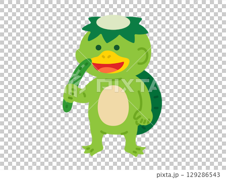 河童角色拿著黃瓜的插圖 129286543