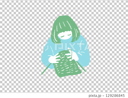 手繪插畫集人們用手工藝品編織紗線 129286845