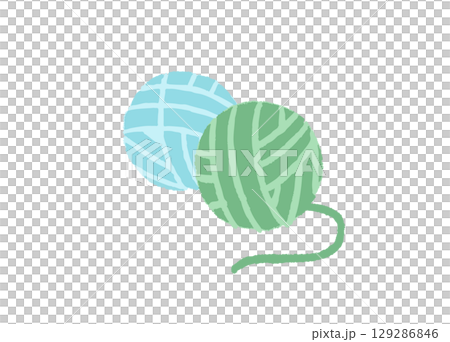 手芸で使う毛糸玉の手描きイラスト 129286846