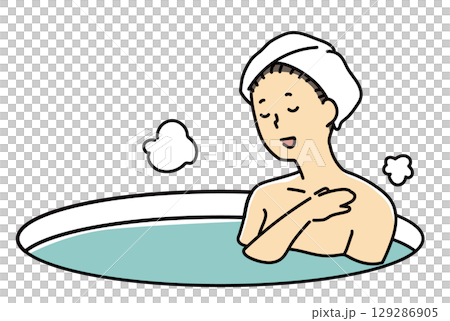 歌を歌う入浴中の女性 129286905
