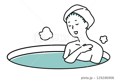 歌を歌う入浴中の女性_単色 129286906