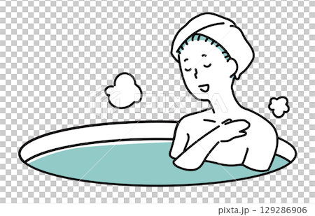 浴缸裡唱歌的女人_單色 浴缸裡唱歌的女人_單色 129286906