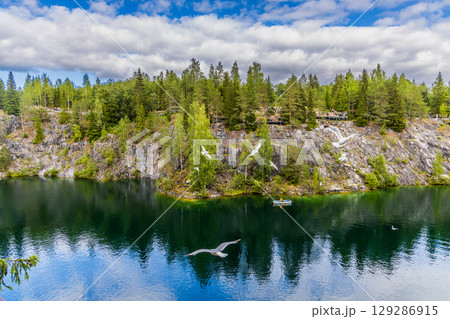 Landscape of the mountain park Ruskeala in the Republic of Karelia Landscape of the mountain park Ruskeala in the Republic of Karelia 129286915