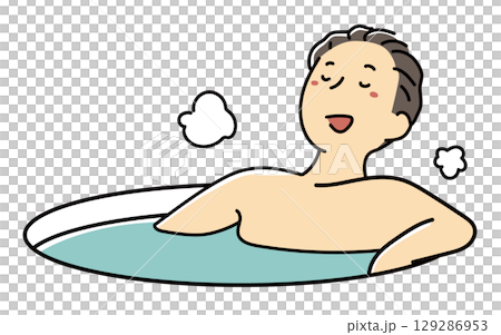 一個男人正在享受愉快的沐浴 129286953