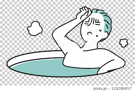 入浴中にのぼせる男性_単色 入浴中にのぼせる男性_単色 129286957