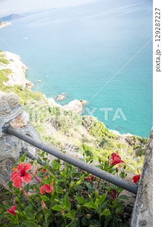 Beautiful Kaputash beach at Mediterranean sea in Turkey. Steadicam shot 129287227