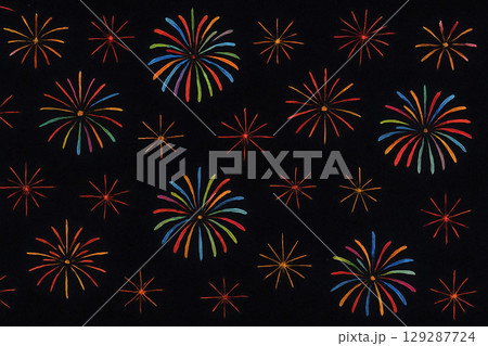 打ち上げ花火シリーズ：打ち上げと火の粉の交互花火パターン 129287724