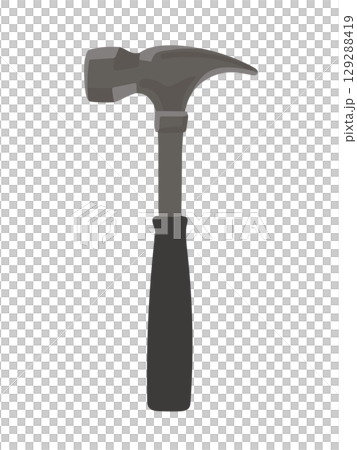 A simple tool illustration of a hammer with a black handle 129288419