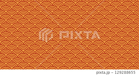 Chinese inspired pattern with repeating semicircles 129288655