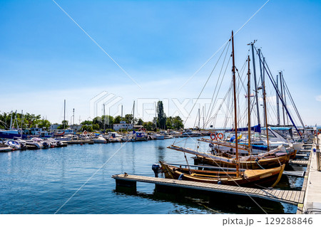 Boats in seaport in Jastarnia (Poland) 129288846