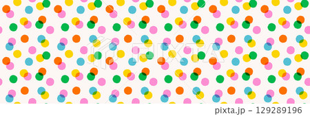 Colorful polka dot pattern background with overlapping circles in pink, green, orange, yellow and blue on a light background. Confetti pattern design for fabric, wrapping, wallpaper. Drag to swatches. Colorful polka dot pattern background with overlapping circles in pink, green, orange, yellow and blue on a light background. Confetti pattern design for fabric, wrapping, wallpaper. Drag to swatches. 129289196