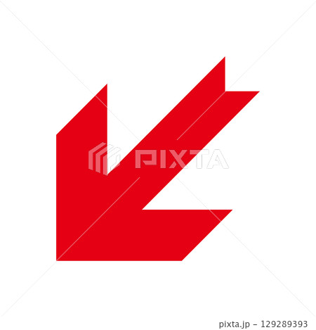 シンプルな赤い矢印 白背景 シンプルな赤い矢印 白背景 129289393
