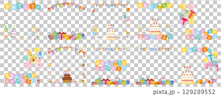 お祝いパーティSNS用フレーム｜正方形のベクターフレームアソートセットAタイプ 129289552