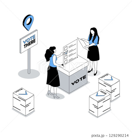 Election and voting 3d isometric concept with...のイラスト素材 [129290214] - PIXTA