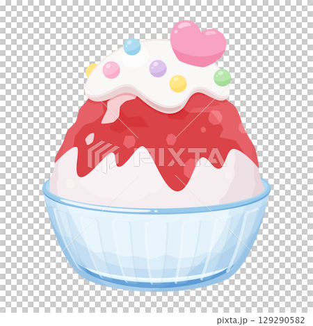 盤子上的刨冰插圖素材_topping 盤子上的刨冰插圖素材_topping 129290582