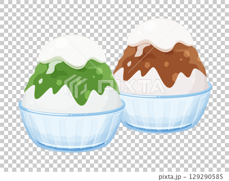 盤子裡的刨冰插圖素材_奶油 盤子裡的刨冰插圖素材_奶油 129290585