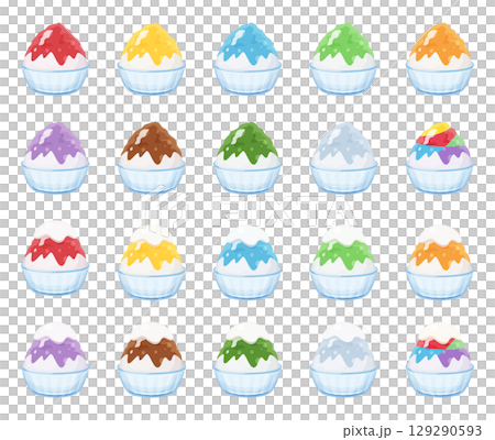 盤子裡的刨冰插圖集 盤子裡的刨冰插圖集 129290593