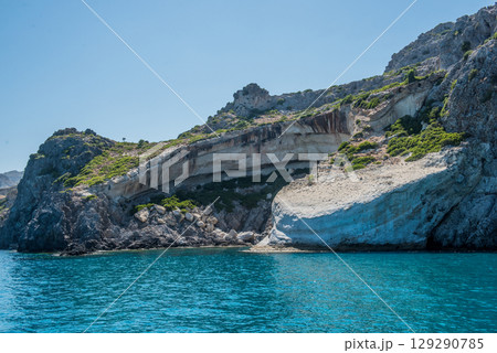 Sea and beach in Anthony Quinn bay, Rhodes island, Dodecanese, Greece Sea and beach in Anthony Quinn bay, Rhodes island, Dodecanese, Greece 129290785